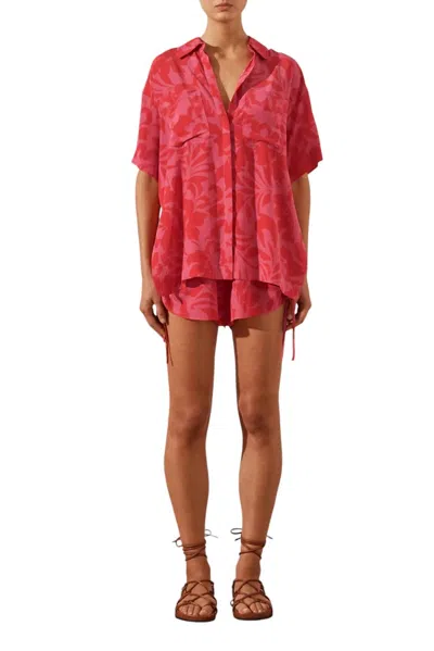 Shona Joy Silk Short Sleeve Relaxed Shirt In Portea In Multi