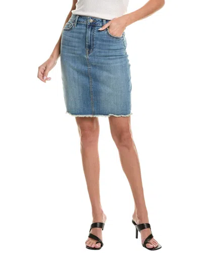 7 For All Mankind Fray Hem Pencil Skirt In Blue