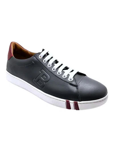 Bally Asher 6217401 Men's Dark Grey Calf Plain Leather Sneakers Size 6.5 In Grey
