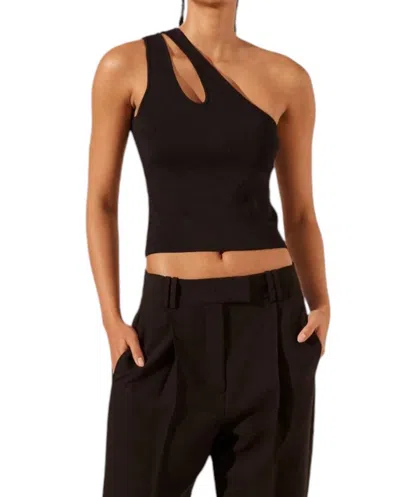 Shona Joy Basic One Shoulder Open Back Top In Black In Black