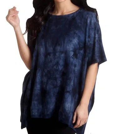French Kyss Super Soft Tie Dye Poncho In Denim In Multi