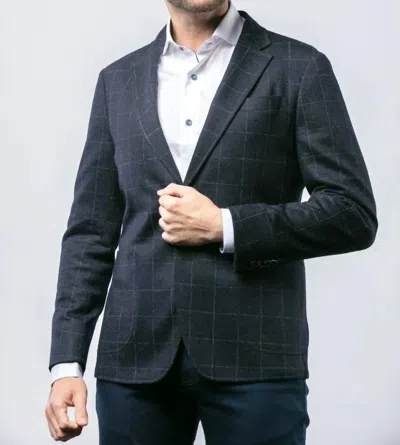 7 Downie St. Cobalt Blue Windowpane Jacket In Navy In Blue