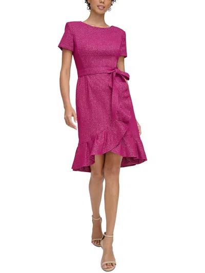 Calvin Klein Womens Metallic Ruffled Midi Dress In Multi