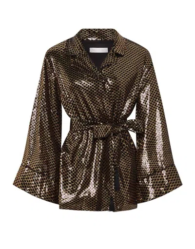 Borgo De Nor Una Sequin Jacket In Gold In Gold