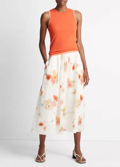 Vince Poppy Blur Gathered Skirt In Cream Dusk In Multi