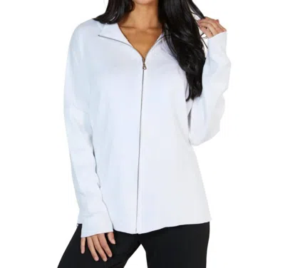 Angel Apparel Zip Up Poncho In Chalk In White