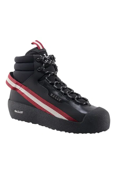 Bally Clyde Leather & Tech Coated Hiking Boots In Black
