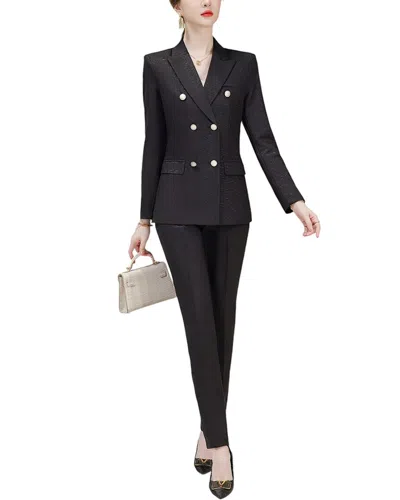 Bossy Chic 2pc Blazer & Pant Set In Black