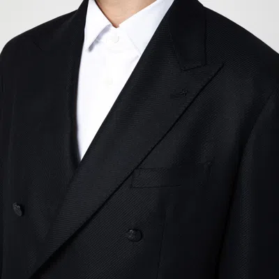 Tagliatore Double-breasted Wool And Cashmere Blazer In Black