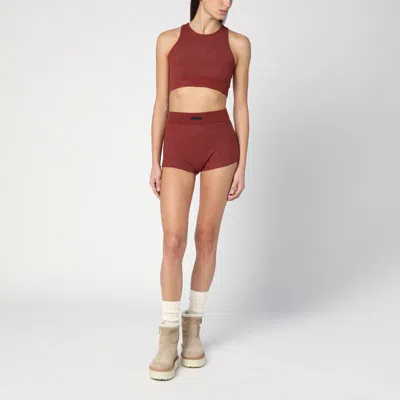 Essentials Fear Of God  Burgundy Honeycomb Short In Grey