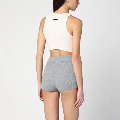 Essentials Round-neck Ribbed-knit Tank Top In White