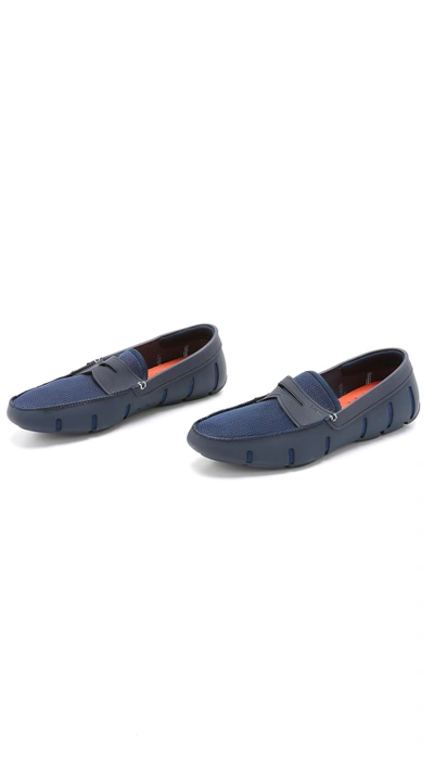Swims Mesh And Rubber Penny Loafer, Navy In Navy