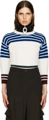 RAF SIMONS White Wool Stripes Sweater