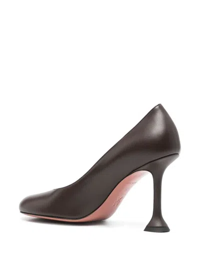 Amina Muaddi 95mm Iris Leather Pumps In Brown