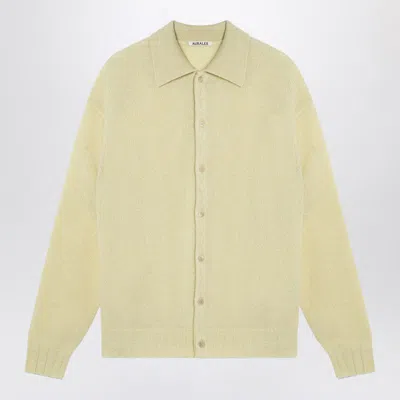 Shop Auralee Light Shirt Cardigan In Yellow