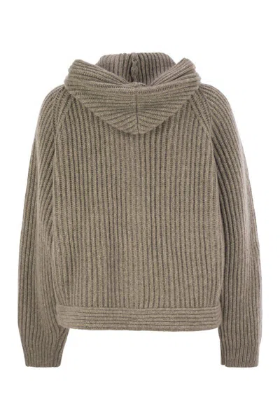 Shop Brunello Cucinelli Hooded Cashmere Cardigan In Beige