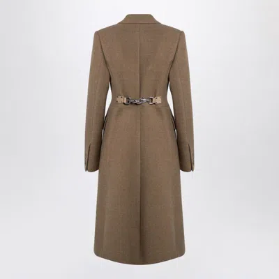 Burberry Beige Single-breasted Wool Coat In Grey