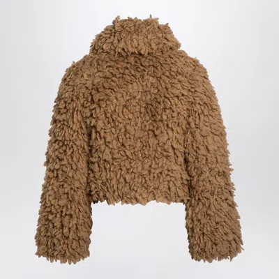 Burberry Beige Wool-blend Short Jacket Women In Brown