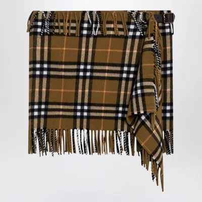 Shop Burberry Check Pattern And Scarf Skirt In Multicolor