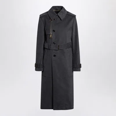 Burberry Long Trench Coat In Cotton And Nylon In Black