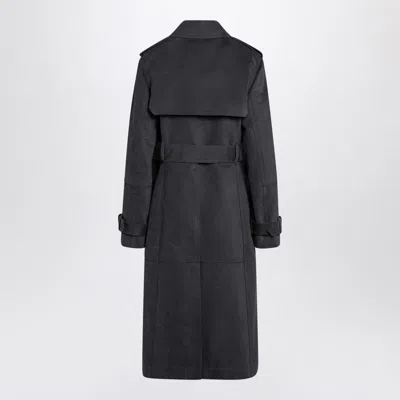 Burberry Long Trench Coat In Cotton And Nylon In Black