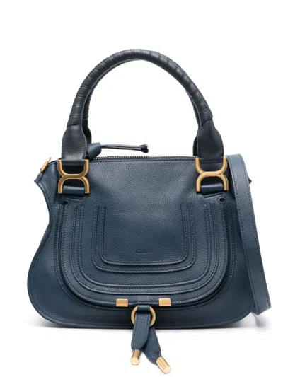 Shop Chloé Marcie Small Leather Handbag In Blue