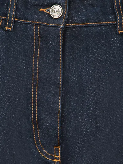 Etro Wide-leg Cotton Blend Jeans In Blue
