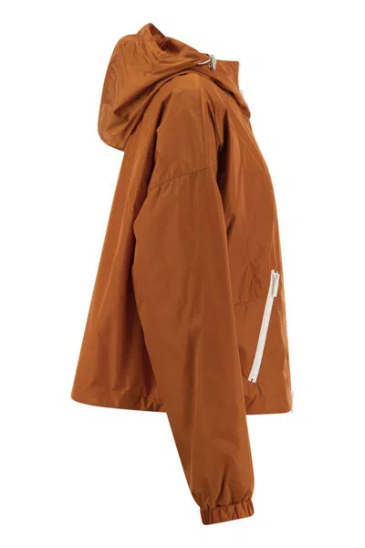 Shop Hogan Short Hooded Windbreaker In Orange