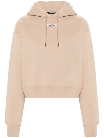 Shop Jacquemus Le Hoodie Gros Grain In Beige