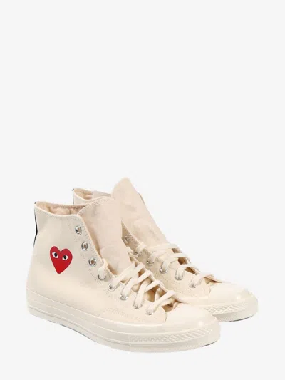 Comme Des Garçons Mens White Chuck Taylor High-top Sneaker In Beige