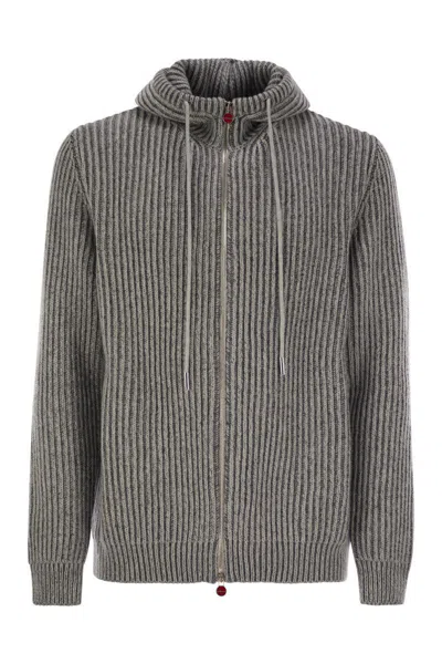 Shop Kiton Plush Cut Cashmere Jacket In Grey