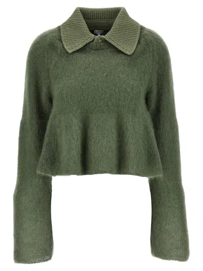 Shop Loewe Mohair Polo Sweater In Green