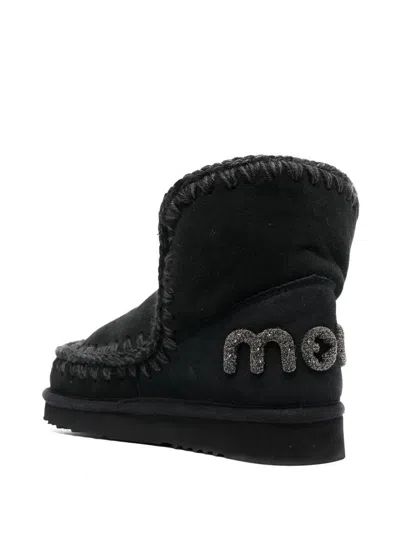 Shop Mou Eskimo 18 Glitter Logo Boots In Black