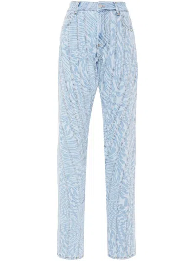 Mugler Star-print Tapered Jeans In Printed Star