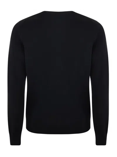 Fay Black Virgin Wool Sweater In Black