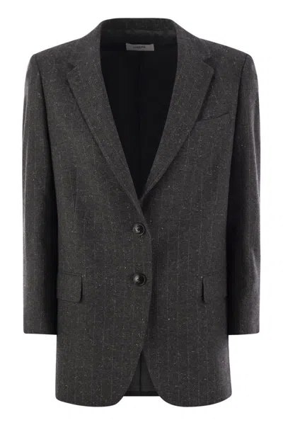 Saulina Antonia - Single-breasted Jacket In Wool Blend In Grey
