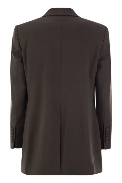 Saulina Antonia - Single-breasted Jacket In Wool Blend In Brown