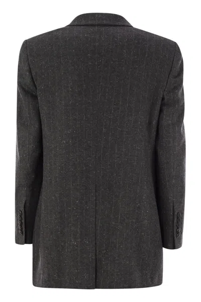 Saulina Antonia - Single-breasted Jacket In Wool Blend In Grey