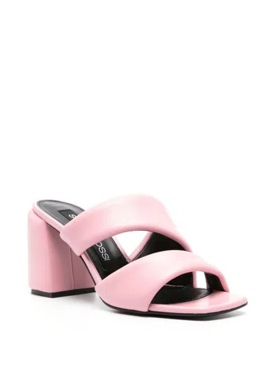 Sergio Rossi Square-headed High-heeled Sandals In Light Pink