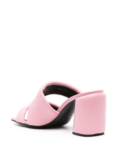 Sergio Rossi Square-headed High-heeled Sandals In Light Pink