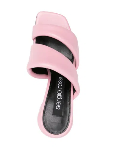Sergio Rossi Square-headed High-heeled Sandals In Light Pink