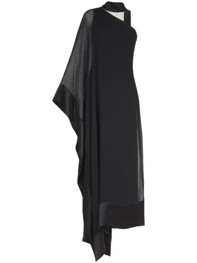 Shop Taller Marmo Silk Long Dress In Black