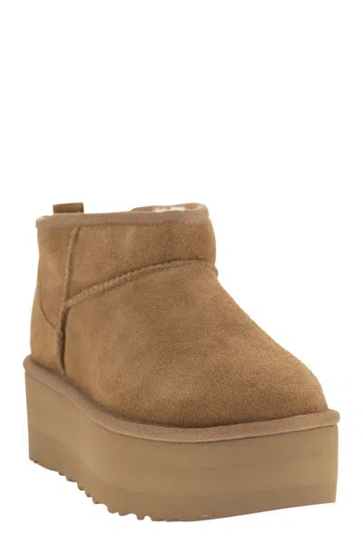 Ugg Classic Ultra Mini Platform Ankle Boots In Chestnut In Brown