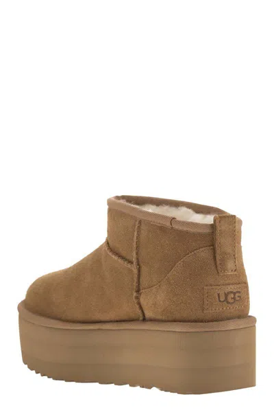 Ugg Classic Ultra Mini Platform Ankle Boots In Chestnut In Brown