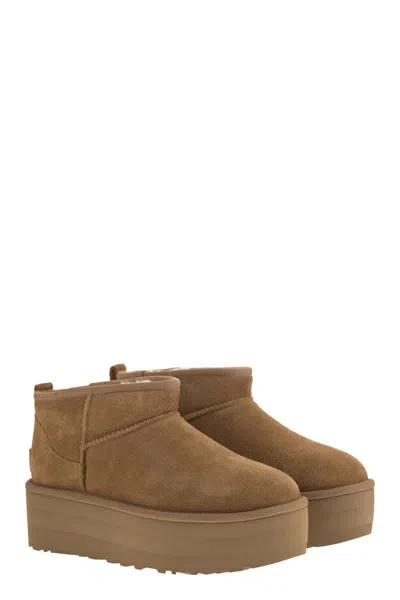 Ugg Classic Ultra Mini Platform Ankle Boots In Chestnut In Brown