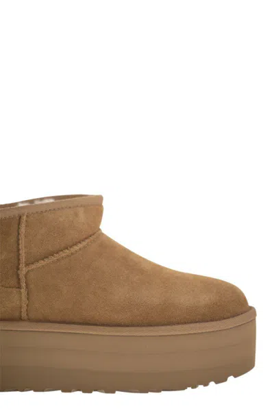 Ugg Classic Ultra Mini Platform Ankle Boots In Chestnut In Brown