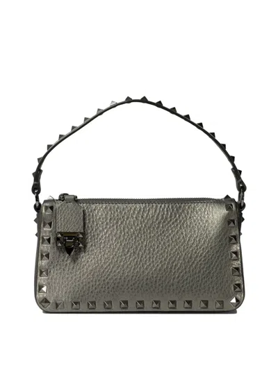 Shop Valentino Garavani "rockstud Small" Shoulder Bag In Grey