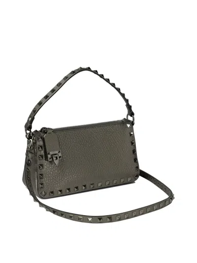 Shop Valentino Garavani "rockstud Small" Shoulder Bag In Grey