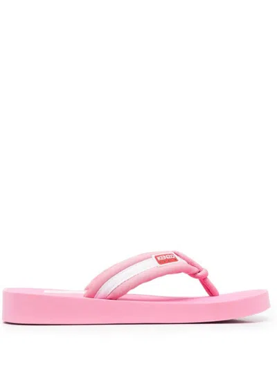 Kenzo Rubber Sole Sandals With Open And Square Design In Pink
