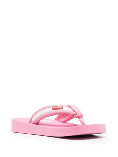 Kenzo Rubber Sole Sandals With Open And Square Design In Pink